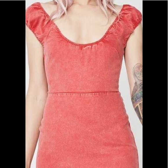 ⭐️🎉3 items for $30 🎉 Medium Forever 21 BNWT red denim mini dress - Picture 1 of 4